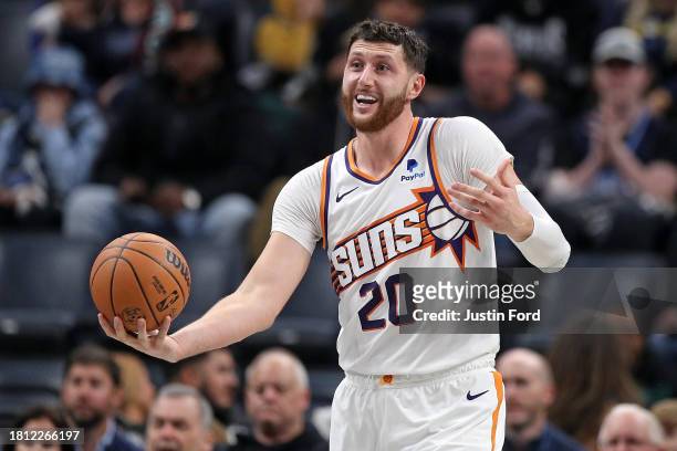 Jusuf Nurkic of the Phoenix Suns reacts during the second half against the Memphis Grizzlies during an In-Season Tournament game at FedExForum on...