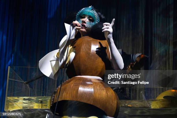 Bjork performs on stage during a concert of her tour "Cornucopia" on November 24, 2023 in Leipzig, Germany.