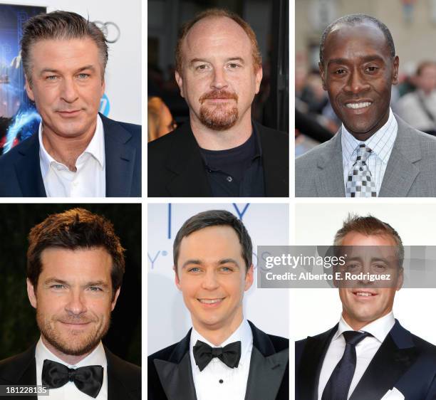 In this composite image a comparison has been made between the 2013 Emmy Nominees For Outstanding Lead Actor In A Comedy Series. Actor Matt LeBlanc,...