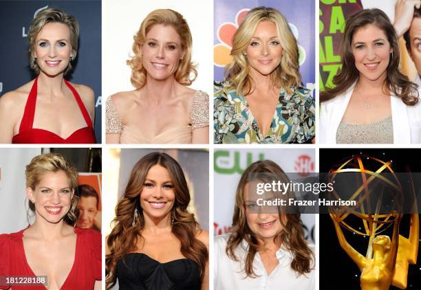 In this composite image a comparison has been made between the 2012 Emmy Nominees For Lead Actress In A Comedy Series. A general view of atmosphere...