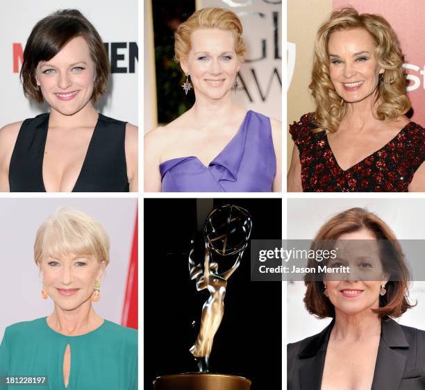 In this composite image a comparison has been made between the 2013 Emmy Nominees For Lead Actress In A Miniseries Or A Movie. Actress Sigourney...