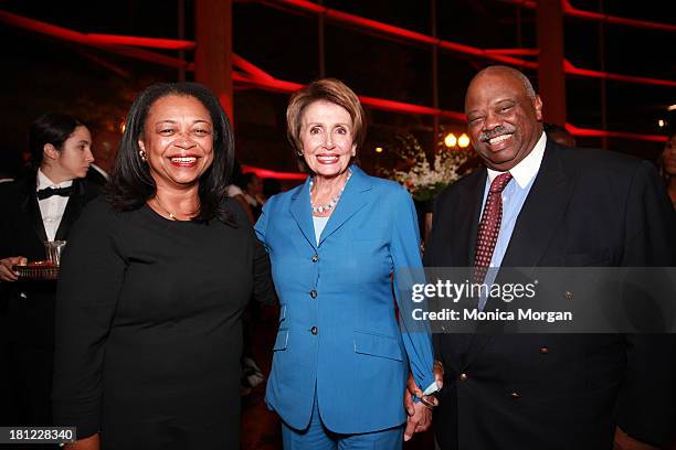 Charlene Hardee, Nancy Peolosi and Wil Hardee attend the Congressional Black Caucus 2013 on September 19, 2013 in Washington, DC.