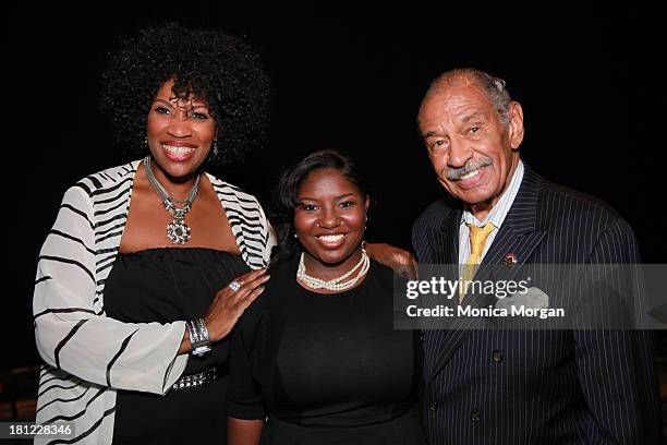 Janis Hazel, Rachel Grant and John Conyers attends the Congressional Black Caucus Jazz Concert2013 on September 19, 2013 in Washington, DC.