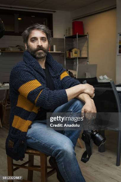 Italian actor Antonio De Matteo, pro-Palestinian activist, interviewed by Anadolu Agency in his office on November 27, 2023 in Rome, Italy.