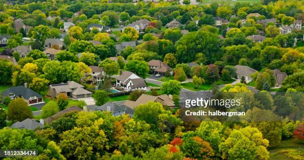 houses in maple grove, minnesota - aerial view - minneapolis drone stock pictures, royalty-free photos & images