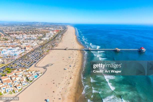 huntington beach california antenne - huntington beach stock-fotos und bilder