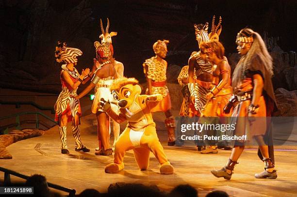 König der Löwen Show, "Disneyland Park", "Disneyland Resort Paris", Paris/Frankreich, Europa, , Timon, Bühne, Musical, Auftritt, Theater, Kostüm,...