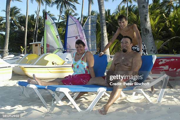 Walter Scholz, Ehefrau Silvia, Sohn Alexander, Hotel "Riu Palace Macao", Playa Arena Gorda, Punta Cana, Dominikanische Republik, Karibik, Luxushotel,...