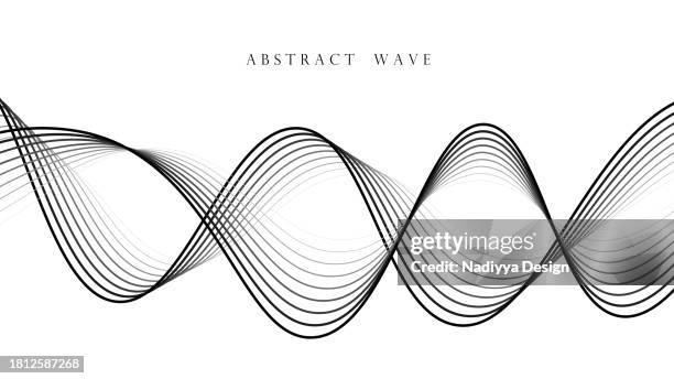 abstract black waves on white background. dynamic waves. - white studio backdrop stock illustrations