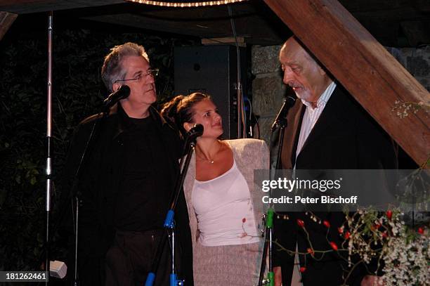 Karl Dall , Ilja Richter , Freundin Barbara Ferun , Feier zum 60. Geburtstag von G u n t h e r E m m e r l i c h, Hoftheater Dresden, Weißig bei...