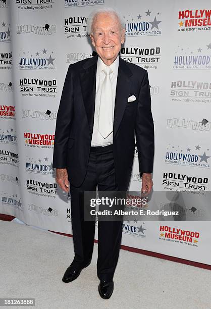 Host Bob Barker attends The Hollywood Chamber of Commerce & The Hollywood Sign Trust's 90th Celebration of the Hollywood Sign at Drai's Hollywood on...