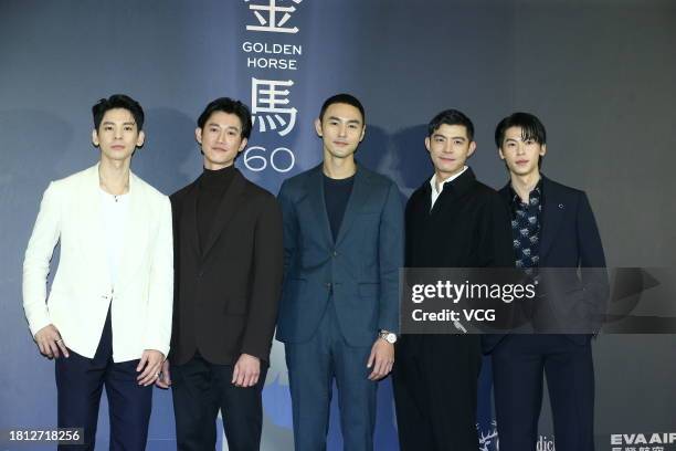 Actors Po-Hung Lin, Wu Kang-ren, Ethan Ruan, Wang Po-chieh and Greg Hsu Kuang-han attend the 60th Golden Horse Awards Nominees Luncheon on November...