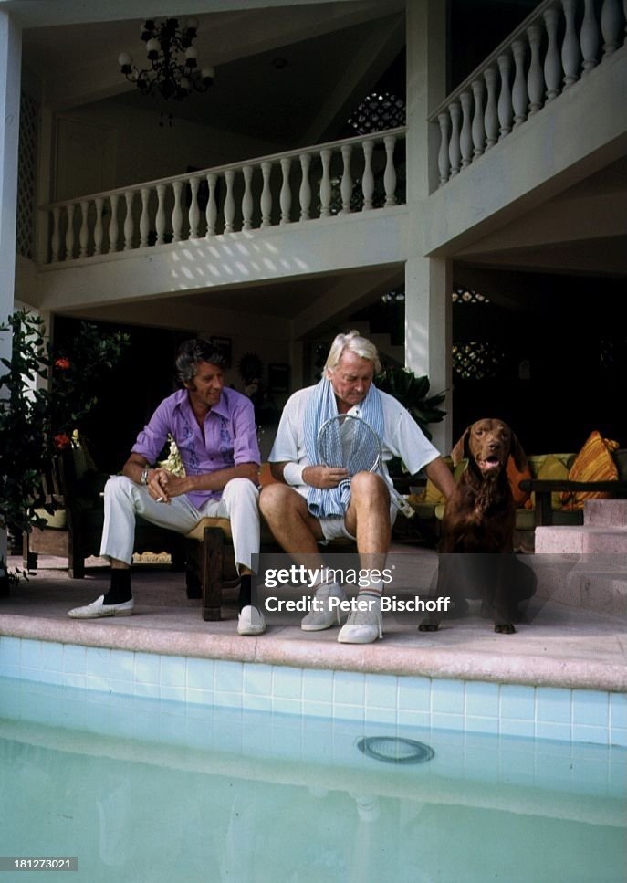 Rudi Carrell, Teddy Stauffer, Hund, Pool-Bar 'Villa Vera', Mexik