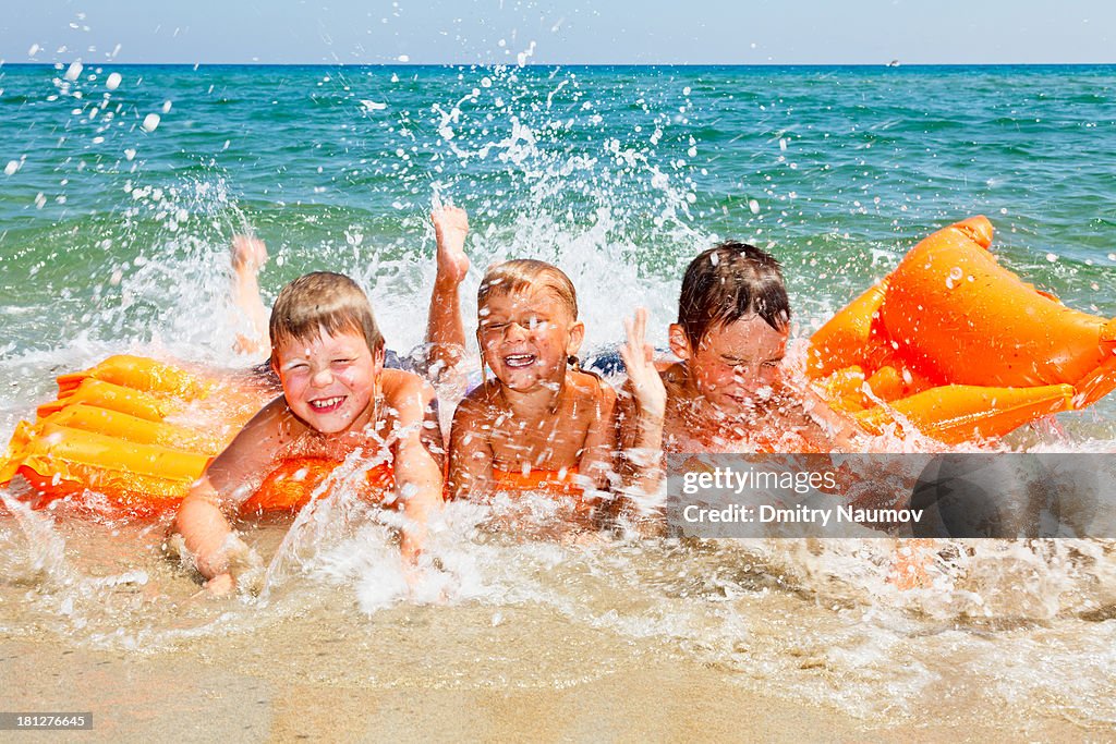 Children playing on a beach