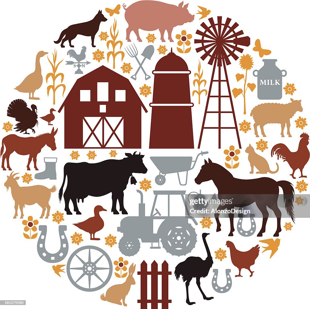Farm Icons Composition