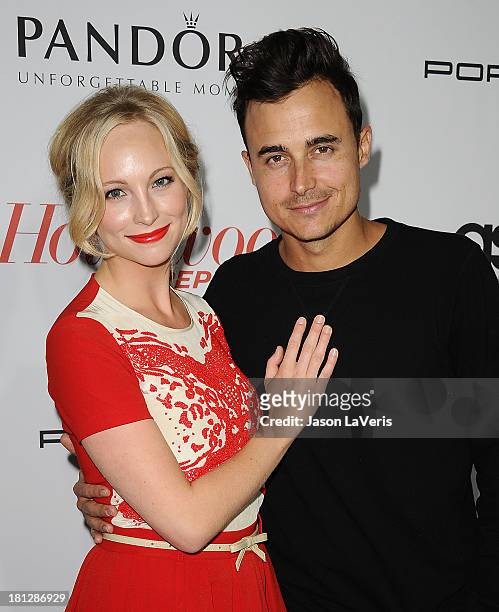 Actress Candice Accola and Joe King attend the Hollywood Reporter's celebration of the Emmys at Soho House on September 19, 2013 in West Hollywood,...