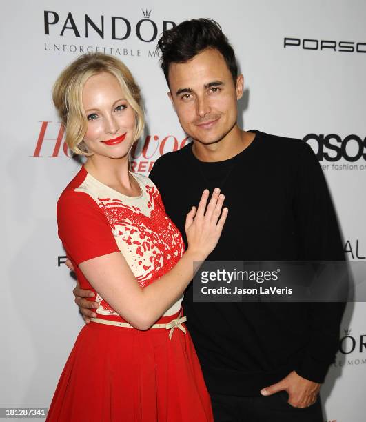 Actress Candice Accola and Joe King attend the Hollywood Reporter's celebration of the Emmys at Soho House on September 19, 2013 in West Hollywood,...