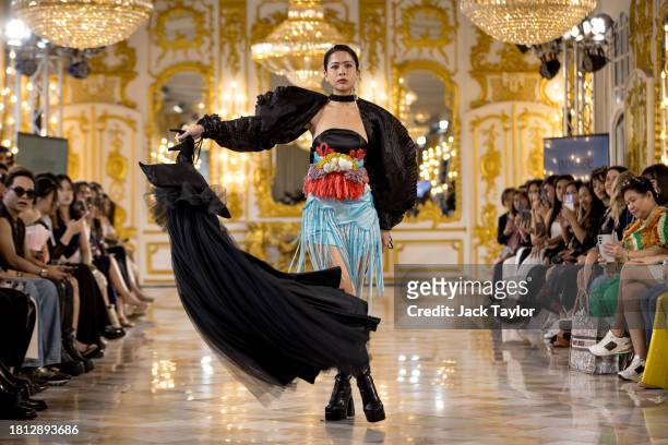 Model walks the runway during the Immerse Fashion Academy show at Thailand Fashion Week SS24 on November 30, 2023 in Bangkok, Thailand.