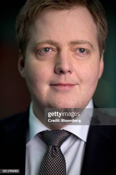 Sigmundur Gunnlaugsson, Iceland's prime minister, poses for a photograph ahead of a Bloomberg Television interview in London, U.K., on Friday, Sept....