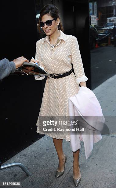 Actress Eva Mendes is seen arriving at "Good Morning America" on September 19, 2013 in New York City.