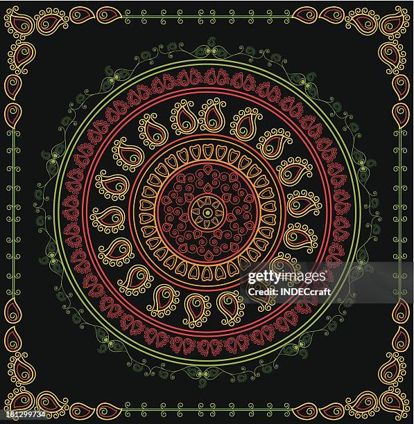 mandala with frame - sari stock illustrations