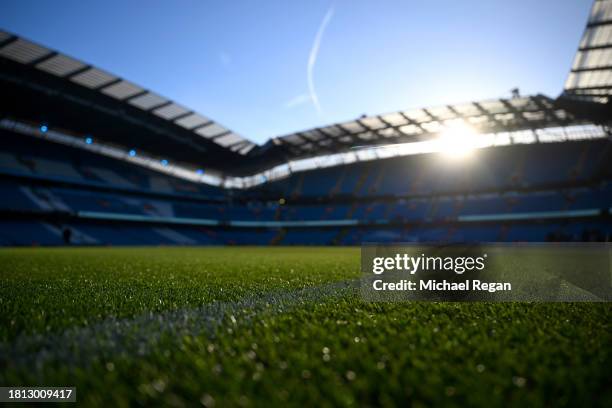 General view inside the stadium prior to the Premier League match between Manchester City and Liverpool FC at Etihad Stadium on November 25, 2023 in...