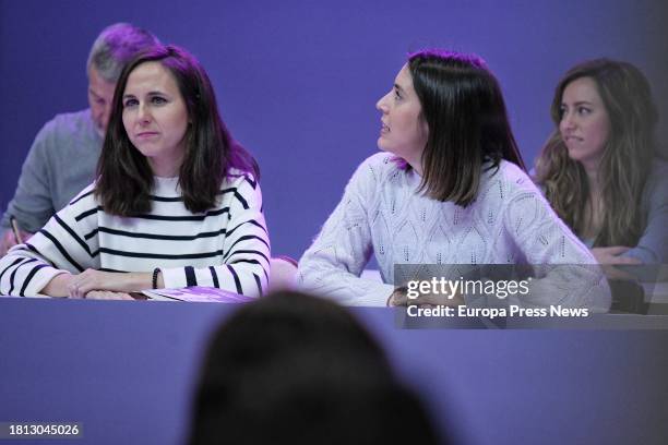 The secretary general of Podemos, Ione Belarra , and the former Minister of Equality, Irene Montero, during the State Citizens' Council of Podemos,...