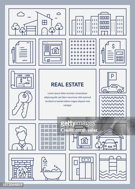 real estate related vector banner design concept. global multi-sphere ready-to-use template. web banner, website header, magazine, mobile application etc. modern design. - balcony icon stock illustrations