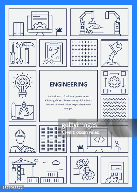 engineering related vector banner design concept. global multi-sphere ready-to-use template. web banner, website header, magazine, mobile application etc. modern design. - mining engineer stock illustrations