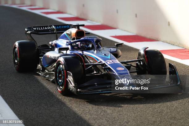 Alexander Albon of Thailand driving the Williams FW45 Mercedes in the Pitlane during final practice ahead of the F1 Grand Prix of Abu Dhabi at Yas...