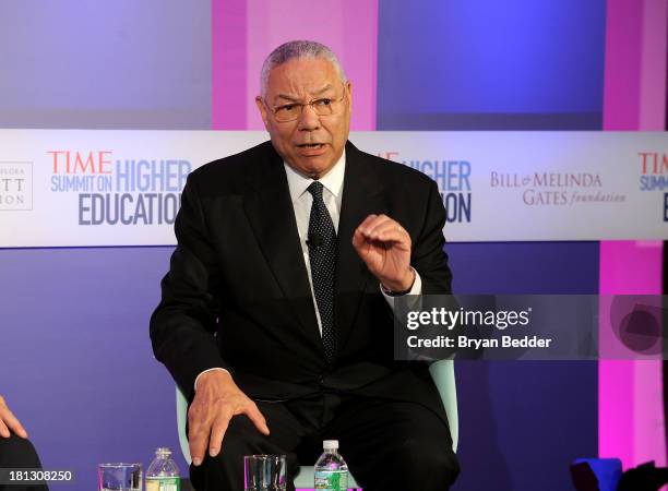 General Colin Powell speaks at the TIME Summit On Higher Education Day 2 at Time Warner Center on September 20, 2013 in New York City.