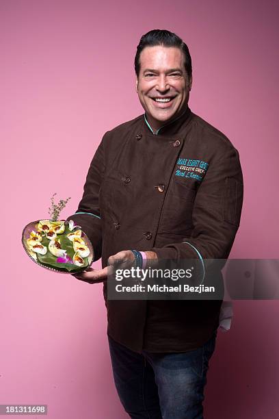 Celebrity chef Mark Kearney poses with his creations at the Kearney Group - "Iced Out" Luxury Emmy Suite on September 19, 2013 in Los Angeles,...