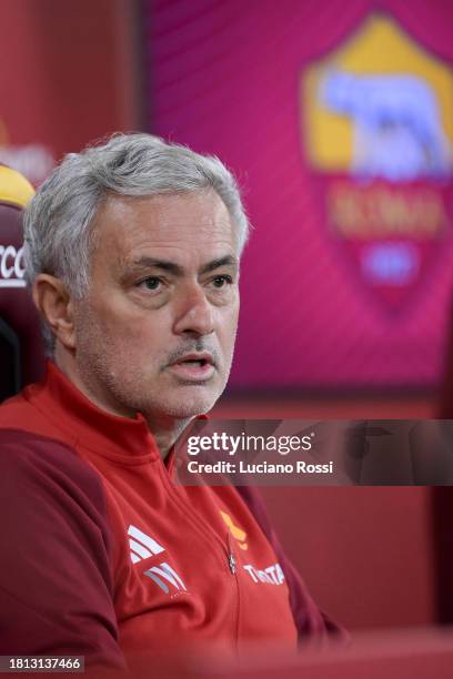 Roma coach Josè Mourinho during Press Conference at Centro Sportivo Fulvio Bernardini on November 25, 2023 in Rome, Italy.