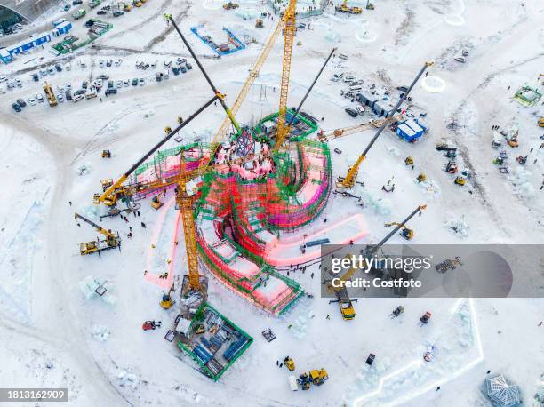 The 25th Harbin Ice and Snow World under construction in Harbin, Heilongjiang Province, Nov 30, 2023.