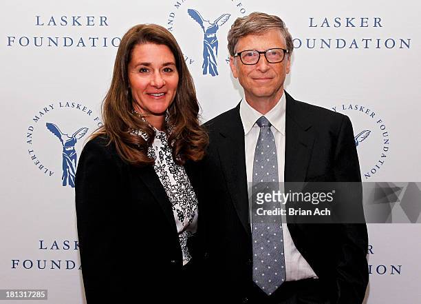 Melinda Gates and Bill Gates of the Gates Foundation, winners of the Public Service Award, are seen during the The Lasker Awards 2013 on September...