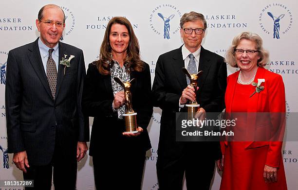 Lasker Board member Alfred Sommer, Melinda Gates and Bill Gates of the Gates Foundation, winners of the Public Service Award, and Dr. Claire Pomeroy...