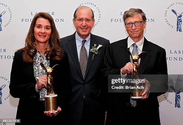 Melinda Gates of the Gates Foundation and winner of the Public Service Award, Lasker Board Member Alfred Sommer, and Bill Gates of the Gates...