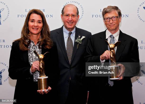 Melinda Gates of the Gates Foundation and winner of the Public Service Award, Lasker Board Member Alfred Sommer, and Bill Gates of the Gates...