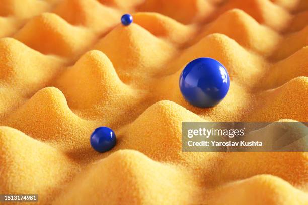 miniature figurines cgi sponge and blue balls - small stock illustrations stock pictures, royalty-free photos & images