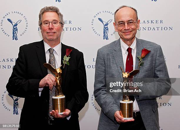 Dr. Richard Scheller of Genentech, winner of the Basic Award, and Dr. Thomas Sudhof of Stanford, winner of the Basic Award, are seen during the The...