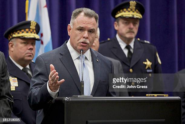 Chicago Police Superintendent Garry McCarthy speaks during a news conference about a shooting on September 20, 2013 in Chicago, Illinois. Thirteen...