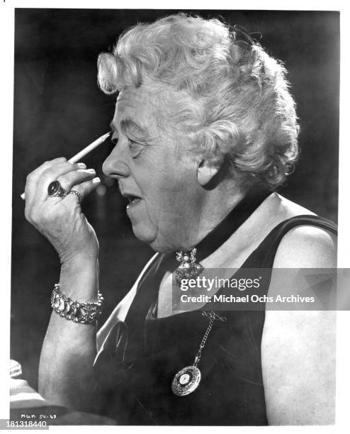Actress Margaret Rutherford as Miss Jane Marple on the set of the movie "Murder Most Foul" in 1964.