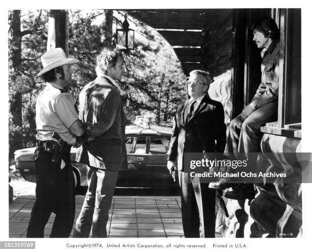 Actor Charles Bronson and Jordan Rhodes on set of the United Artist movie "Mr. Majestyk" in 1974.