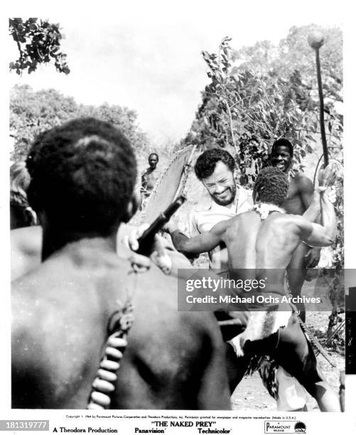 Actor Cornel Wilde on the set of the Paramount Release movie "The Naked Prey" in 1966.