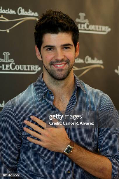 Spanish actor Miguel Angel Munoz presents "Reverse for Smile" Fundacion Aladina and Jaeger-Lecoultre campaign at the Marla Cristina Hotel during the...