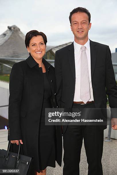 Fredi Bobic arrives with Britta Bobic at the red carpet prior the Laureus Sport for Good Night 2013 at Munich Olympiahalle on September 20, 2013 in...