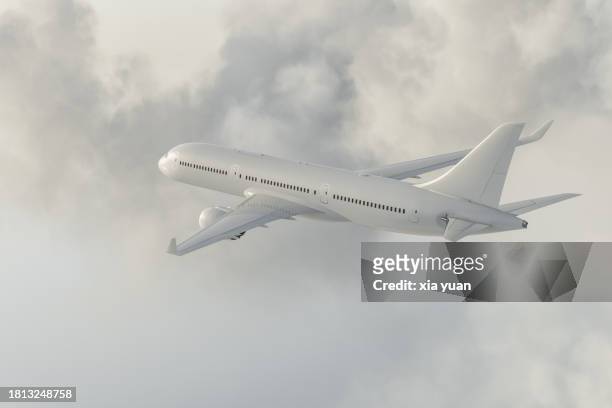 airplane flying above clouds - airplane take off stock pictures, royalty-free photos & images
