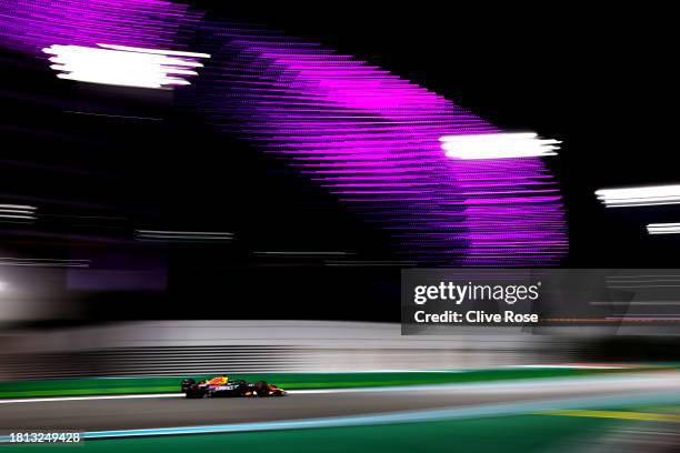 Max Verstappen of the Netherlands driving the Oracle Red Bull Racing RB19 on track during qualifying ahead of the F1 Grand Prix of Abu Dhabi at Yas...