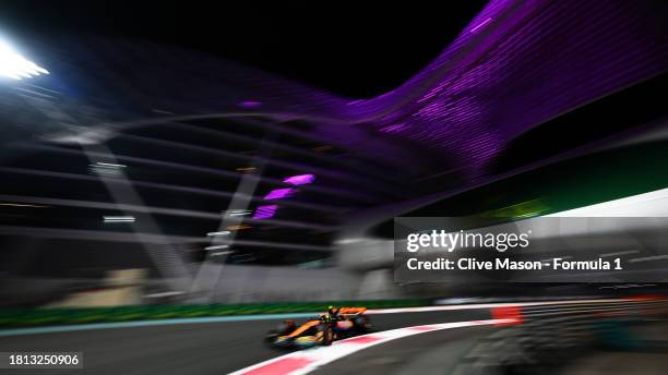 Lando Norris of Great Britain driving the McLaren MCL60 Mercedes on track during qualifying ahead of the F1 Grand Prix of Abu Dhabi at Yas Marina...