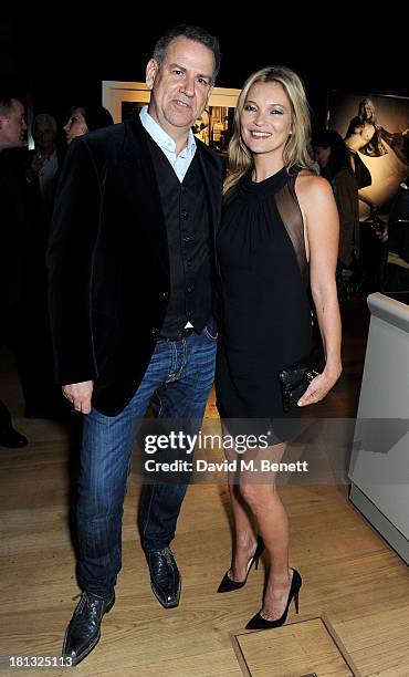 Owner of the collection Gert Elfering and Kate Moss attend a private view of 'Kate Moss: The Collection' at Christie's King Street on September 20,...